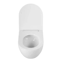 Унитаз подвесной BelBagno Amanda-Tor BB051CH-TOR-FC/SC безободковый, с микролифтом, смыв торнадо, белый глянцевый