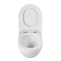 Унитаз подвесной BelBagno Amanda-Tor BB051CH-TOR-FC/SC безободковый, с микролифтом, смыв торнадо, белый глянцевый