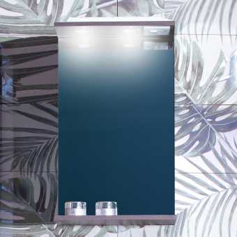 Зеркало Бриклаер Кристалл 40 ясень анкор, темный, с подсветкой и полкой