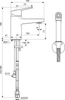 Смеситель для раковины Ideal Standard Ceraplan BD231AA с гигиеническим душем, хром