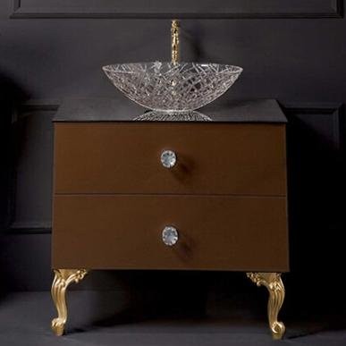 Тумба с раковиной Armadi Art NeoArt 80 шоколад с ручками Crystal золото, с ножками