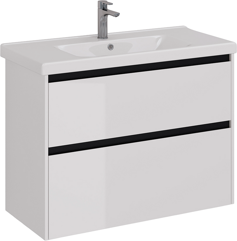 Тумба под раковину Lemark Combi 100 черная, белая глянцевая