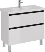 Тумба под раковину Lemark Combi 100 черная, белая глянцевая