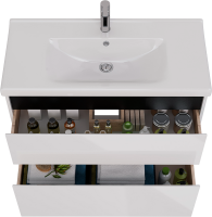 Тумба под раковину Lemark Combi 100 черная, белая глянцевая