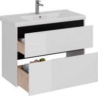 Тумба под раковину Lemark Combi 100 черная, белая глянцевая