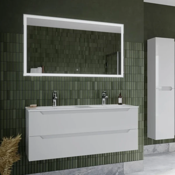 Мебель для ванной комнаты Sancos Norma 2.0 двойная 120 см, белый глянец