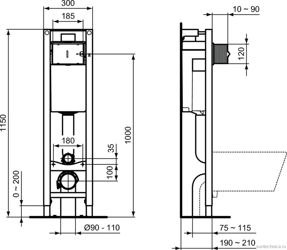 Комплект Унитаз подвесной Ideal Standard Tempo + Крышка T679401 с микролифтом, петли хром + Инсталляция Prosys Eco Frame M
