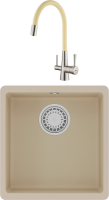 Комплект Мойка Lemark Sinara 400-U 9910062 бежевая + Смеситель Comfort LM3075BN-Beige с гибким изливом, никель, бежевый