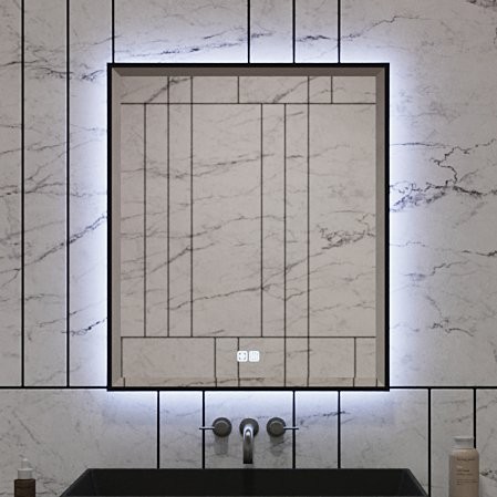 Зеркало Terminus Соренто 60х70 с подсветкой, с антизапотевателем, черное