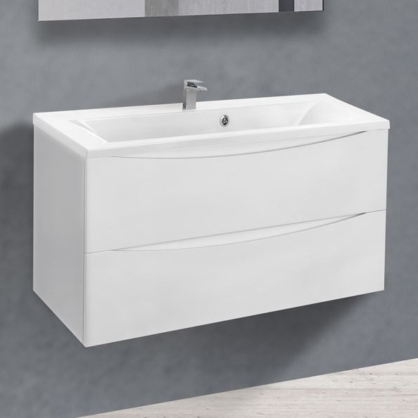 Тумба под раковину Vincea Mia 90, подвесная, белая глянцевая