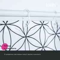 Штора для ванной IDDIS Base BB04P18i11 180х200, черно-белая