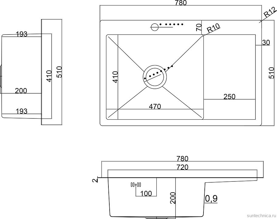 Мойка кухонная Steel Hammer SH 7851-L BRONZE бронза
