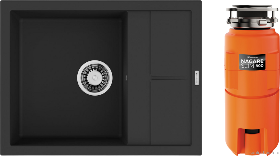 Комплект Мойка Omoikiri Sumi 65A-GB графит + Измельчитель Nagare slim 900