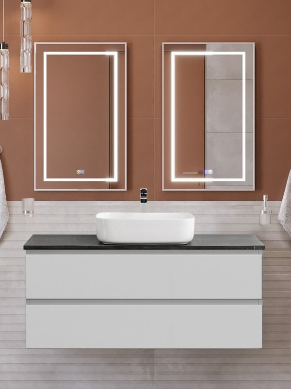 Мебель для ванной комнаты BelBagno Kraft 120 подвесная, bianco opaco, столешница kep-120-mno, раковина BB1304