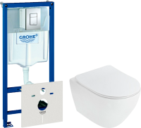 Комплект Унитаз подвесной Cezares Stylus + Крышка CZR-2316-SC с микролифтом + Инсталляция Grohe Rapid SL 38775001H 4 в 1 с кнопкой смыва и шумоизоляцией