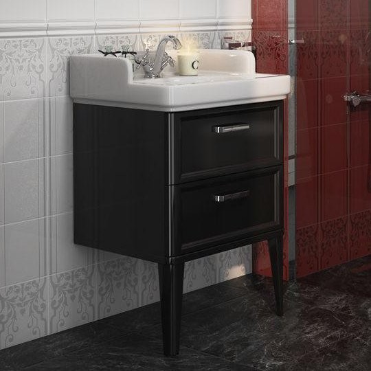 Тумба с раковиной KERAMA MARAZZI Pompei N 60 черная, с 2 ящиками