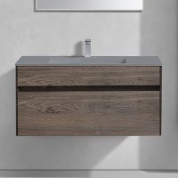 Тумба с раковиной Vincea Chiara 100, темный дуб, с серой раковиной