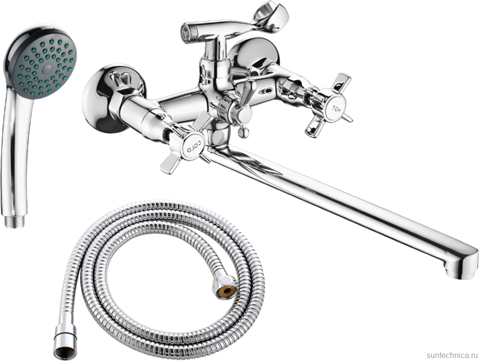 Смеситель с длинным изливом для ванны Fashun A2124 хром