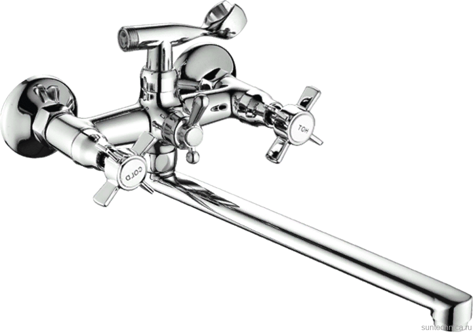 Смеситель с длинным изливом для ванны Fashun A2124 хром