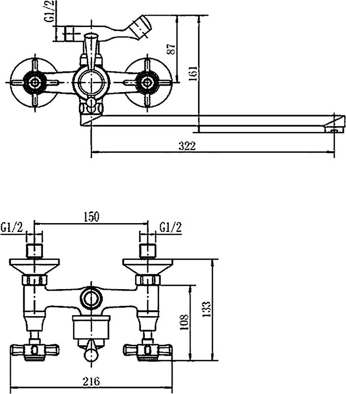 Смеситель с длинным изливом для ванны Fashun A2124 хром