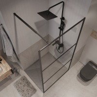 Душевая перегородка Niagara Nova NG-688-10BLACK 100х195, профиль матовый черный, стекло прозрачное