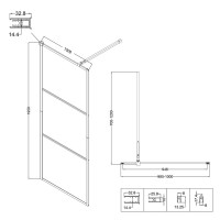 Душевая перегородка Niagara Nova NG-688-10BLACK 100х195, профиль матовый черный, стекло прозрачное