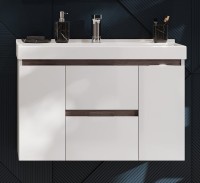 Тумба с раковиной AQUATON Рене 80 белая, грецкий орех