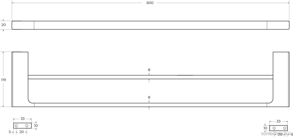 Полотенцедержатель Cezares Slider THD-60-GM оружейная сталь