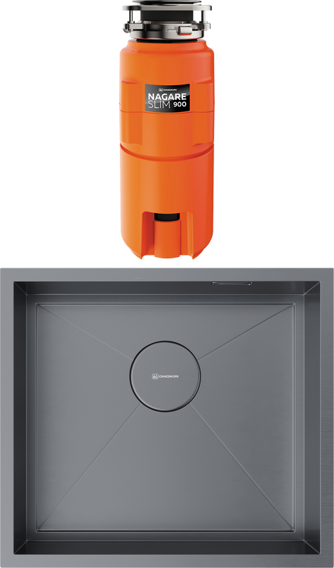 Комплект Мойка Omoikiri Kasen 49-16 INT GM воронёная сталь + Измельчитель Nagare slim 900
