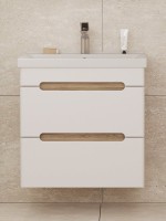 Тумба под раковину без столешницы SanStar Diva 60 подвесная матовая белая, дуб вотан