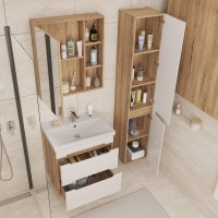 Тумба под раковину без столешницы SanStar Diva 60 подвесная матовая белая, дуб вотан