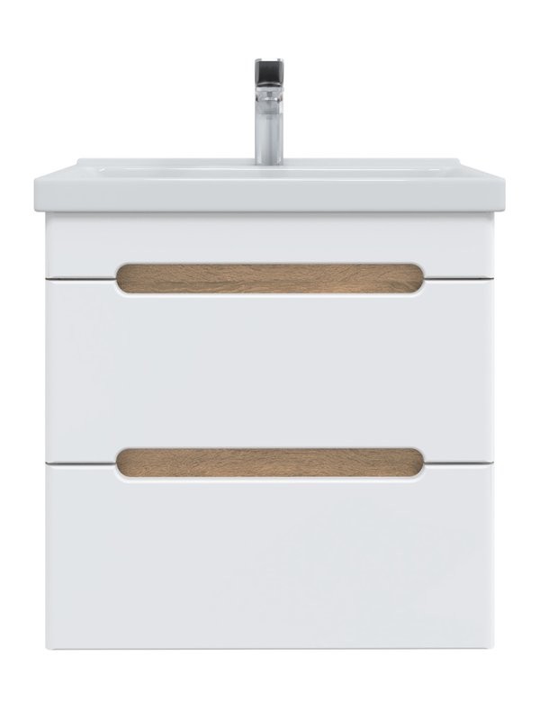 Тумба под раковину без столешницы SanStar Diva 60 подвесная матовая белая, дуб вотан