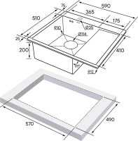 Комплект Мойка Paulmark Kroner PM225951-BSL брашированная нержавеющая сталь L + Измельчитель Bone Crusher BC 810-AS