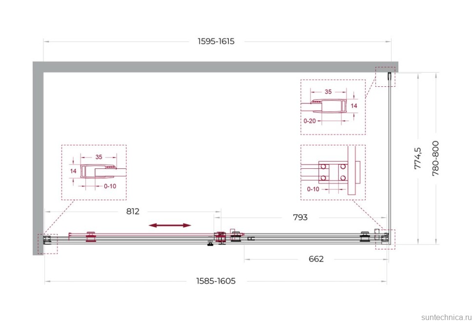 Душевой уголок BelBagno Soft Close-2 AH-1-160/80-C-Cr профиль хром