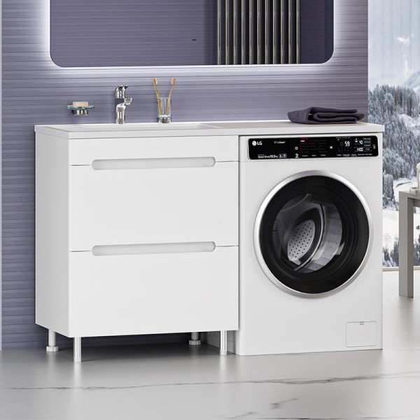 Тумба с раковиной Misty Байкал 70 L для стиральной машины, белая