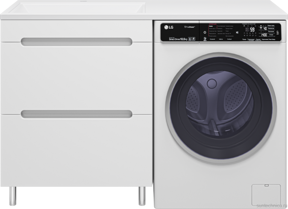 Тумба с раковиной Misty Байкал 70 L для стиральной машины, белая