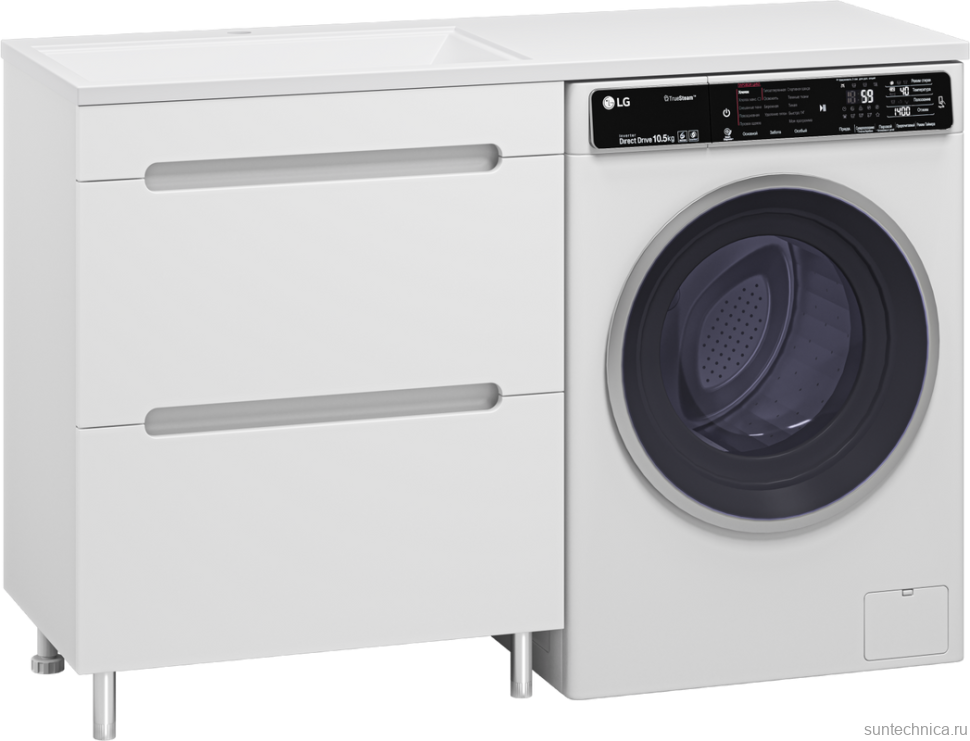 Тумба с раковиной Misty Байкал 70 L для стиральной машины, белая