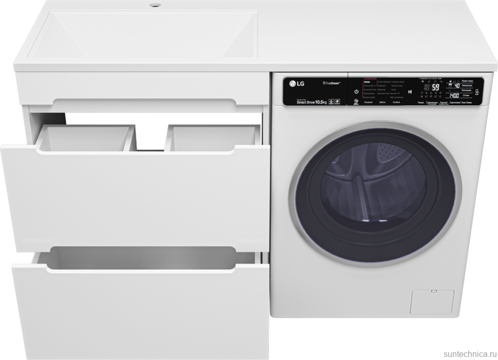 Тумба с раковиной Misty Байкал 70 L для стиральной машины, белая