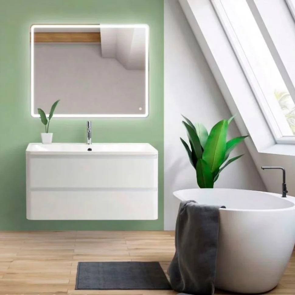 Мебель для ванной комнаты BelBagno Albano 90 подвесная, bianco lucido