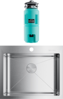 Комплект Мойка Omoikiri Akisame 59-IN нержавеющая сталь + Измельчитель Nagare slim 1250-AZ azur blue