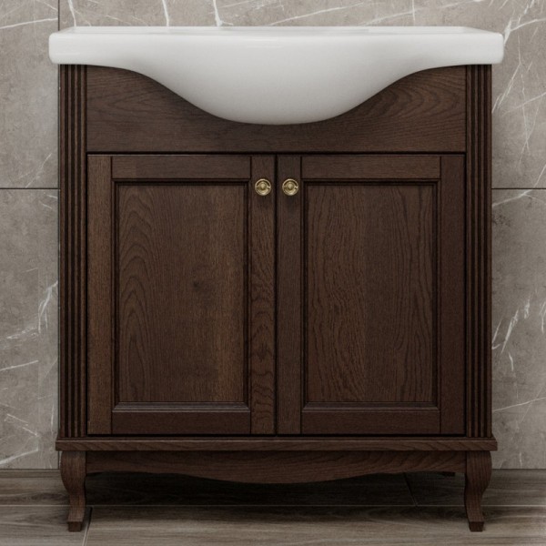 Тумба с раковиной ValenHouse Эллина 80 кальяри, 2 дверцы, ручки бронза