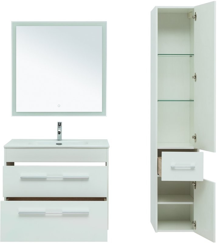 Мебель для ванной комнаты Aquanet Августа 80 белый глянец