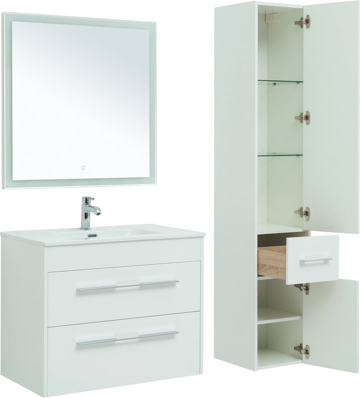 Мебель для ванной комнаты Aquanet Августа 80 белый глянец