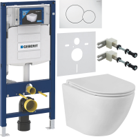 Комплект Унитаз подвесной BelBagno Sfera-r + Крышка BB870SC с микролифтом + Инсталляция Geberit Duofix UP 320 111.300.00.5 + Кнопка Sigma 01 115.770.11.5 белая + Крепления 111.815.00.1 к стене + Звукоизоляция