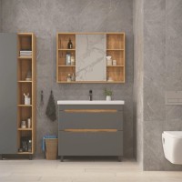 Мебель для ванной комнаты SanStar Diva 100 дуб вотан, графит софт, раковина Фостер 100