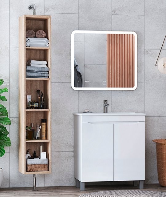 Тумба с раковиной Vigo Grani 75 напольная, 2 дверцы, белая