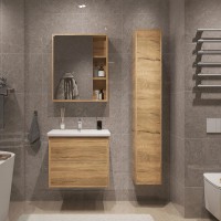 Тумба с раковиной SanStar Siva 60 подвесная, дуб вотан, раковина Фостер