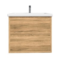 Тумба с раковиной SanStar Siva 60 подвесная, дуб вотан, раковина Фостер