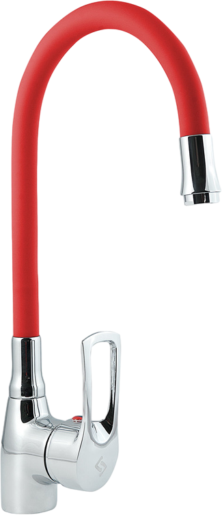 Смеситель для кухни Славен Прораб Ц СЛ-ОД-Ц2К с гибким изливом, красный