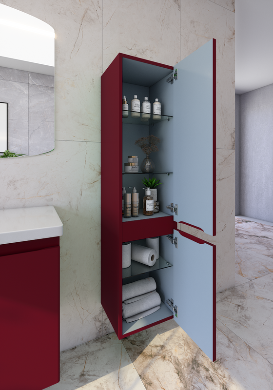 Шкаф-пенал для ванной Caprigo Forte 35 R бордовый